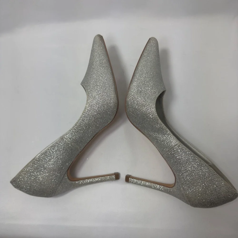 Dream Pairs CHRISTIAN Silver Glitter Pointed Toe Stiletto Heels Women's‎ Size 8